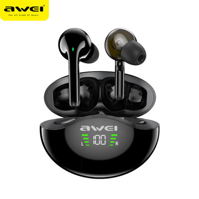 Awei In-Ear Headphones T12P TWS Dual Dynamic Driver Earbuds Bluetooth 5.1 Handsfree Microphone Touch Control Deep Bass Earphones