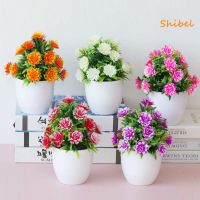 HL_ 17 Flowers Simulation Bonsai Non-fading Realistic Plastic Balcony Miniature Fake Potted Plants for Office