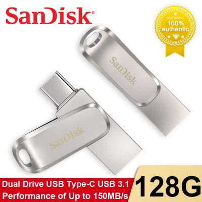 SanDisk Ultra Dual Drive Luxe 128GB USB Type-C แฟลชไดรฟ์ 32GB 256GB usb3.1 OTG ไดรฟ์ปากกา Stick 150 เมตร/วินาที Original Pendrive U Disk