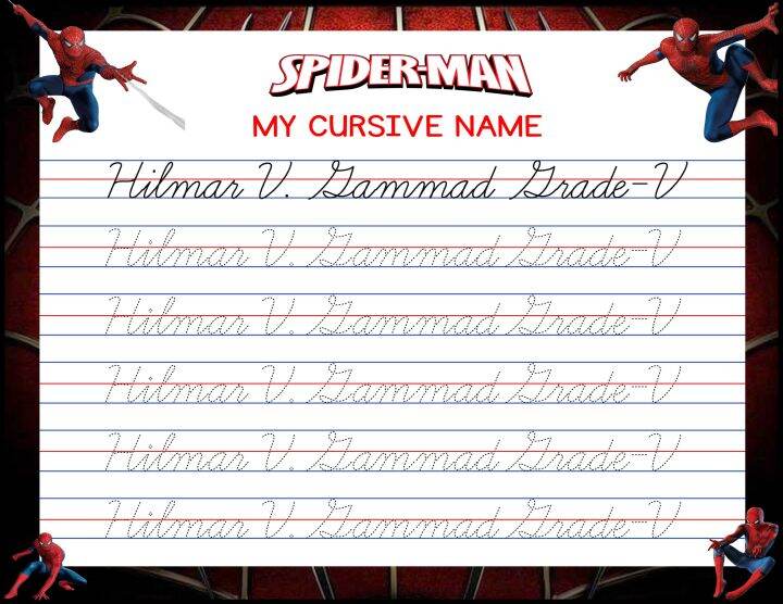 Customized personalized cursive name tracing book for kids size