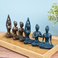 8 Styles Meditation Yoga Pose Statue Figurine Ceramic Yoga Figure Decor Ornament Home Studio Decor