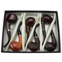 【jw】▥✢♤  6 Pcs/Set Classic Wood Resin Tobacco Pipes Best for Grandfather Boy Friend Father