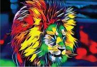 ✠ สิงโต Lioness บทคัดย่อสีสัน Rainbow Effect Art ฟิล์มพิมพ์ผ้าไหมโปสเตอร์ Home Wall Decor 24x36inch