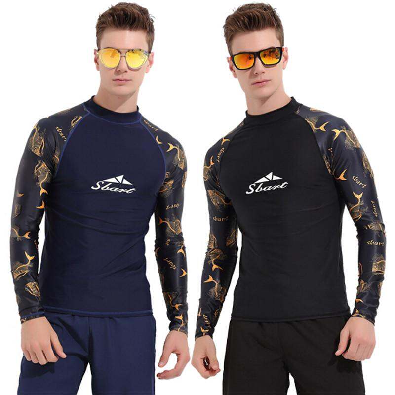1PC Green Mens Rash Guards Snorkeling Wetsuit Swimming Tshirts Swimwear Surfing 