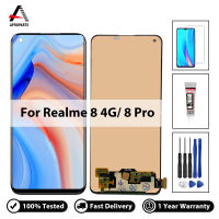 Original สำหรับ Realme 8 4G RMX3085จอแสดงผล LCD สำหรับ Realme 8 Pro RMX3081 Touch Screen Digitizer Assembly LCD เปลี่ยนชิ้นส่วนเครื่องมือฟรี