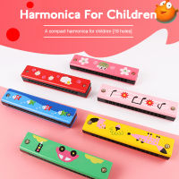 Double Row 16 Hole Harmonica Musical Instruments Childrens Wooden Painted Harmonica Creative Early Education Toy New Teaching