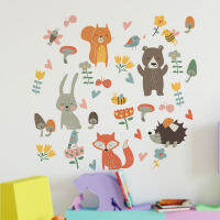 การ์ตูนสัตว์ป่าสติ๊กเกอร์ติดผนัง Sleepy eyes Fox กระต่ายสำหรับห้องเด็ก Baby Nursery Wall Decals ตกแต่งบ้านห้องเด็ก-jjjvjvjyvuyvksbjd