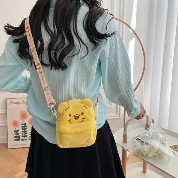 Korean Cute Canvas Belt Bag Waist Chest Sling Bags For Women with Bear Doll  Zipper Design
