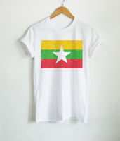 เสื้อยืดลาย ธงชาติเมียนมาร์ พม่า Myanmar Flag เสื้อยืดสกรีน แขนสั้น คอกลม