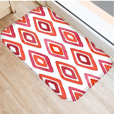 Colorful Geometric Abstract Doormat Non-Slip Printed Soft Flannel Carpet Decor Nordic style Floor Door Mat for Hallway