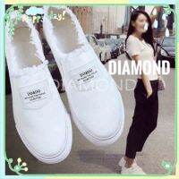 Diam- ?canvas shoes รองเท้าผ้าใบ รองเท้าลำลองหญิง รองเท้าสีขาว รองเท้าสไตล์เกาหลี รองเท้ารุ่นDD-811