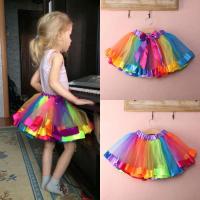 เด็กทารกแฮนด์เมดที่มีสีสันตูกระโปรงสาวสายรุ้ง T ulle Tutu ชุดมินิ