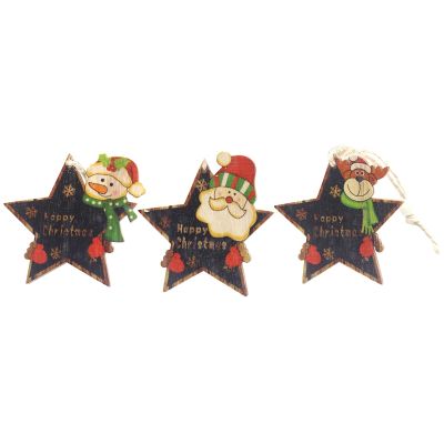 3 Pcs Christmas Hanging Tags Wooden Star Shape Blackboard Tags Cute Drop Pendants for Christmas Tree Decor