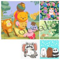 【hot sale】 ☑ B02 20x20 30x30 40x40cm Framed DIY PBN Children Digital Painting By Numbers on Canvas cute animals