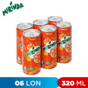 LỐC 6 LON NƯỚC NGỌT CAM MIRINDA 320ML