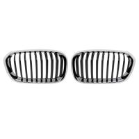 1Pair Car Hood Kidney Grill Mesh Sport Racing Grills Chrome Front Replacement for BMW 1 Series F20 F21 2015-2019 118I 120I 125I M140I