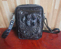 Cool Crocodile Leather  Shoulder Bag In Black