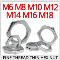 M6 M8 M10 M12 M14 M16 M18 Hex Nut Fine Thread Thin Iron Galvanized Gb808 Small Hexagon Flat Nut Carbon Steel Hardware Fastener