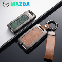 เคสที่ห้อยกุญแจอัจฉริยะสำหรับรถยนต์,โซ่กระเป๋าถือทรงแข็งสำหรับ Mazda 2 Demio 3 6 CX30 CX3 CX5 CX7 CX8 CX9 MX6โลหะผสมสังกะสีหนังวัวแท้ป้องกันที่วางรีโมทพวงกุญแจ