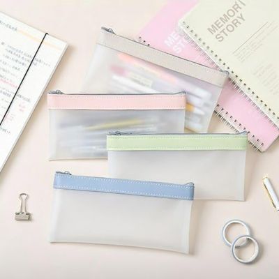 ☏ Simple Transparent TPU Leather Fashion Pencil Bag Pouches Stationery Organizer Pencil Case Pencilcase School Pen Case