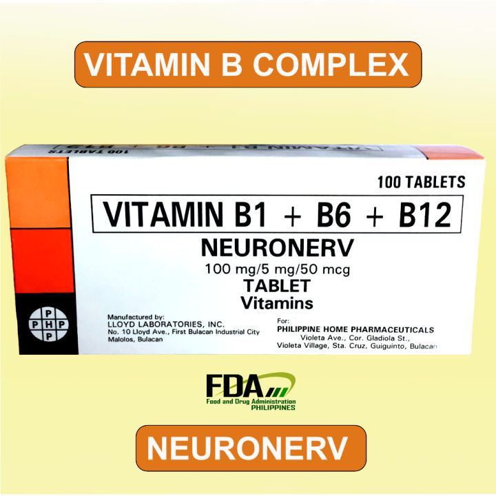 NEURONERV- B COMPLEX (VITAMIN B1+B6+B12) 100 TABLETS Expiry 08/25 ...