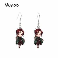 New Demon Slayer Kimetsu no Yaiba Characters Anime Handmade Acrylic Epoxy Fish Hook Dangles Earrings Girls Gifts