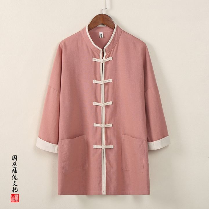 2023ชุดจีน-เสื้อสายฝ้ายฤดูใบไม้ผลิของจีนเสื้อผ้าผู้ชายขนาดพิเศษเสื้อแบบบาง2023