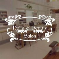 ▫ Nails Beauty Salon Sign Window Sticker Vinyl Nails Art Manicure Decor Shop Wall Decals Removable Mural Custom Shop Name