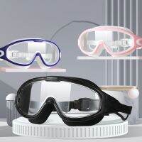 Big Frame Goggles Adults with Earplugs Swim Glasses Men Anti-fog Silicone Eyewear