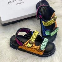 KURT GEIGER รองเท้าแตะผู้หญิงส้นสูง,2023รองเท้าแตะชายหาดแบนด้านล่างพื้นหนาเหมาะกับฤดูร้อน