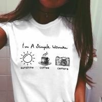 Im A Simple Sunshine Coffee And Camera White Shirt Tshirt Grunge Aesthetic Slogan Camiseta Tees Gildan