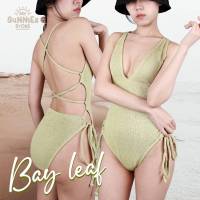 My Sunnies store - Bay leaf ชุดว่ายน้ำวันพีชผ่าอกเซ็กซี่ สีเขียวอ่อน