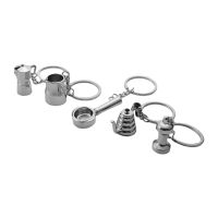 5PCS Creative Barista Coffee Tamper Keychain Espresso Portafilter Moka Pitcher Keyring Portable Coffee Accessories Gift