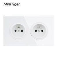 【Customizable】 Minitiger 146 French Crystal Tempered Pure Glass Panel 16A Double Wall Power Socket Grounded With Child Protective Lock