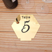 Hexagon Acrylic Board with Wooden Base Table Numbers for Wedding Birthday Party Table Card Baby Shower Decoration