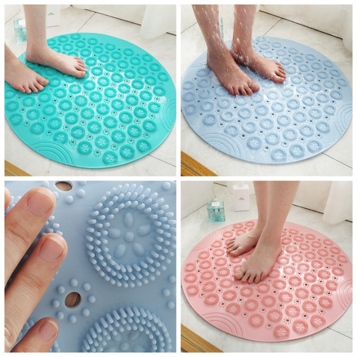 Anti-slip Bath Mat, Round Mildew Resistant Pvc Shower Mat With