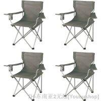 hyfvbu☫  Folding Camp Chairs with Mesh Cup HolderSet of 4 32.10 x 19.10 Inches chair