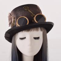 Steampunk หมวกสำหรับผู้หญิงผู้ชายเกียร์พรรคหมวกด้านบนด้วยแว่นตาโกธิคเทศกาลหมวกอุปกรณ์เสริม