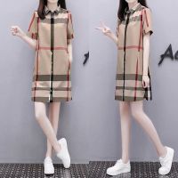 Fashion Brand New Burberry Dress Plus Size Cotton Plaid Dress Female Korean Version of Loose and Slim Long POLO Skirt.