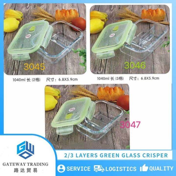【0n Sale】☸ ♀ 304548 Glass Crisper Glass Lunch Boxes Microwavable Glass