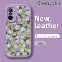 เคส Chenyyka สำหรับ Xiaomi Poco F3 Redmi K40 Pro เคสโทรศัพท์หนังดีไซน์ใหม่ลายดอกไม้แฟชั่นเคสซิลิโคนนิ่มเคสป้องกันกล้องเลนส์กล้องถ่ายรูปแบบรวมทุกอย่าง