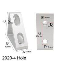 2ชิ้นอะลูมินัมอัลลอยมี4รูภายในดึงมุมวงเล็บเหลี่ยมสำหรับอลูมิเนียมอัดขึ้นรูปพร้อมโปรไฟล์/3030/4040/4545ซีรีส์