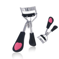 【LuckShops】BEAUTYBIGBANG 1PC High-Quality Black Eyelash Curler With Comb, Peach Heart Fan-Shaped Wide-Angle Side Comb Clip, Beauty Curling, False Eyelash Auxiliary Tool