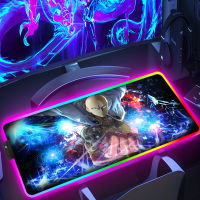 แผ่นรองเมาส์อะนิเมะ RGB Gamer แป้นพิมพ์ Backlit M Ousepad ความเร็วเสื่อหนึ่งหมัดคนตู้พีซี Deskmat Mause เล่นเกมขนาดใหญ่แล็ปท็อปพรมปูพื้น