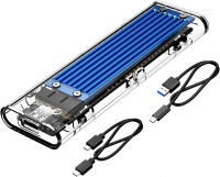 ORICO M.2 NVMe SATA SSD Enclosure, Tool-Free USB 3.1 Type-C 10Gbps to M.2 SSD Enclosure for SATA/NVMe M.2(M-Key/B+M-Key) SSD Support 2230/2242/2260/2280, up to 4TB-Blue-TCM2MA