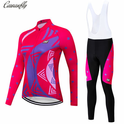 cawanfly 100 Polyester Woman Cycling Jersey Set Wear Kit Spring MTB Bike Clothes Bicycle Clothing Uniformes De Ciclismo Hombre