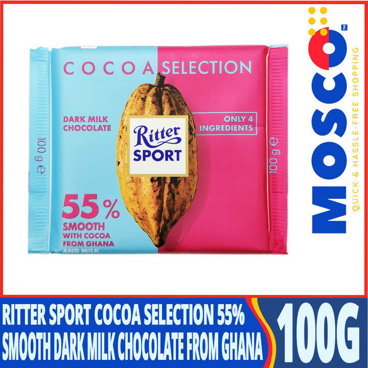 Ritter Sport Cocoa Selection 55% Smooth Dark Milk Chocolate from Ghana ...
