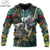 Parrot Fashion Mens hoodies animal Koala 3D All Over Printed Hoodie Sweatshirt Harajuku Streetwear Unisex Tracksuit DW0134