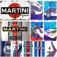 Martini Racing Metal Poster Plaque Metal Vintage Decor Retro Tin Sign Man Cave Decoration Bar Sign Garage Wall Decor Wall Art