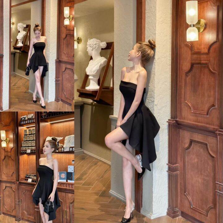 เดรสเกาะอก มาคู่กับกางเกงเลคกิ้ง MS 274 | Lazada.co.th